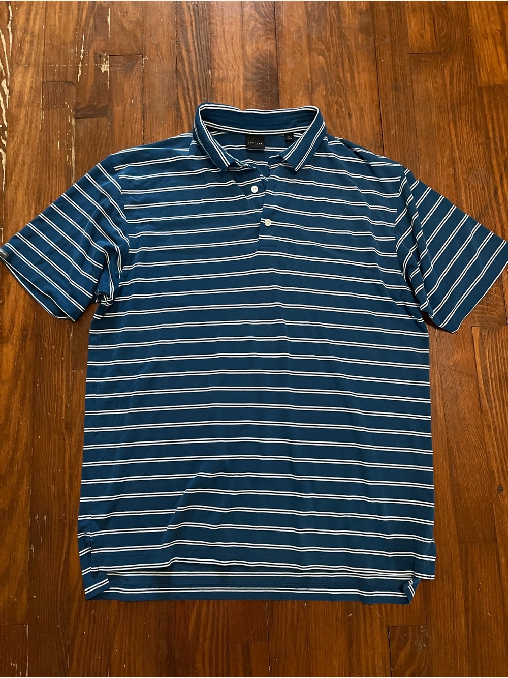 Dunning Golf Striped Teal Polo Shirt with Contrast Collar